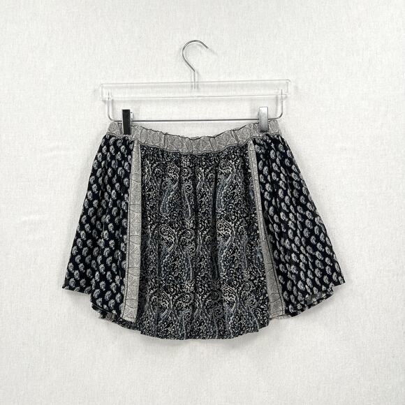 ULLA JOHNSON Remy Silk Print Mini Skirt Women 2 Navy Blue White Patchwork Flirty - Picture 6 of 16